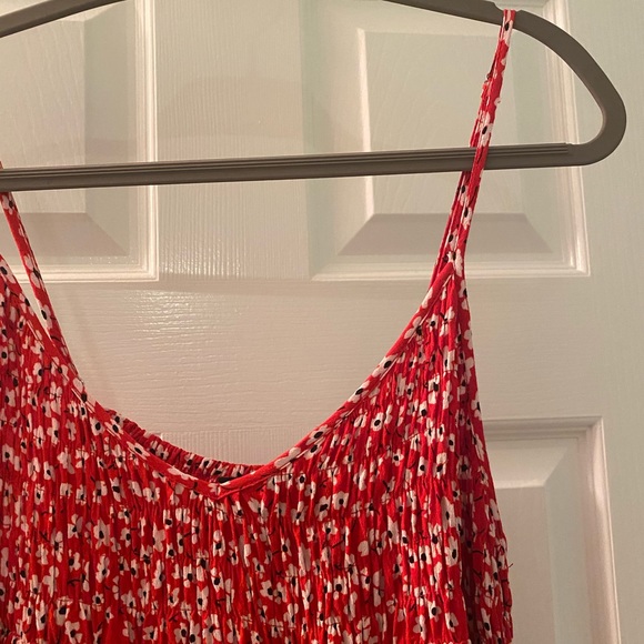 Lulu’s Sweet Talk Me Red Floral Print Smocked Mini Dress M - Picture 8 of 10